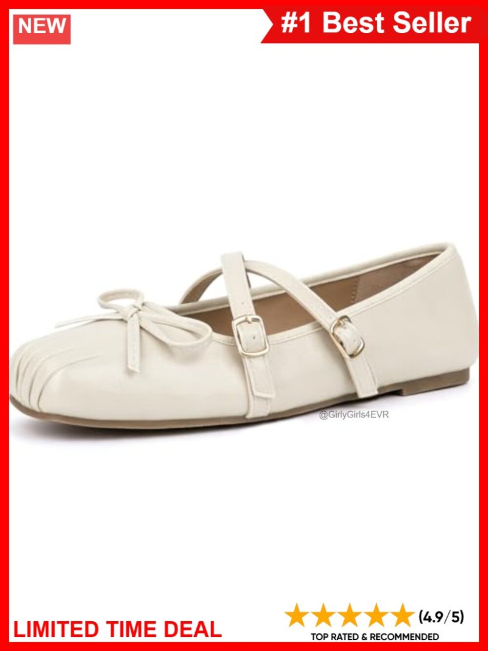 Square Toe Ballet Flats Mary Janes Double Buckle Bow Synthetic